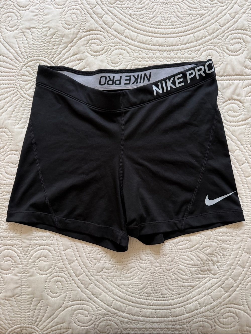 Nike Pro Black Women's Training Shorts with White Swoosh